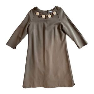 CK Bradley | Wooden Buttons Brown 3/4 Sleeve Dress